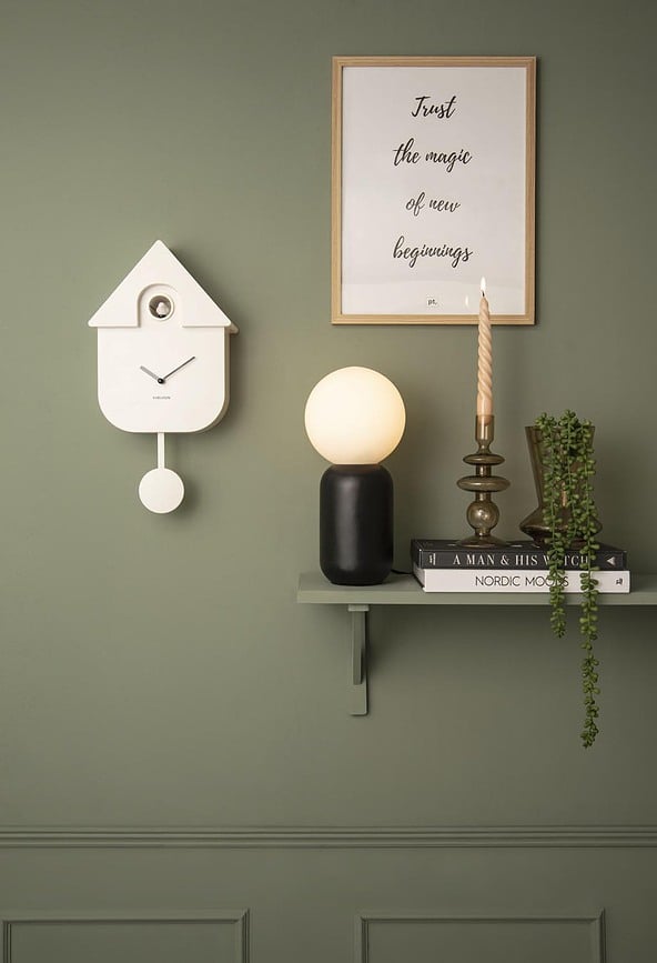 Reloj de pared de cuco Modern Cuckoo, ocre