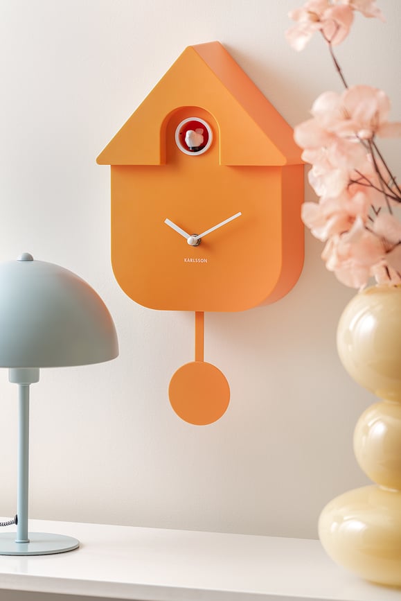 Reloj de pared de cuco Modern Cuckoo, ocre