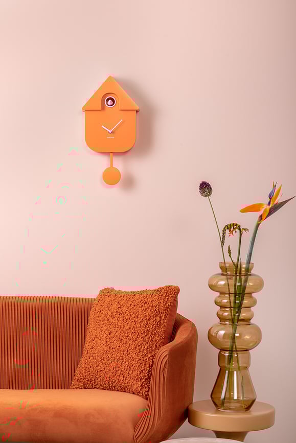 Reloj de pared de cuco Modern Cuckoo, ocre