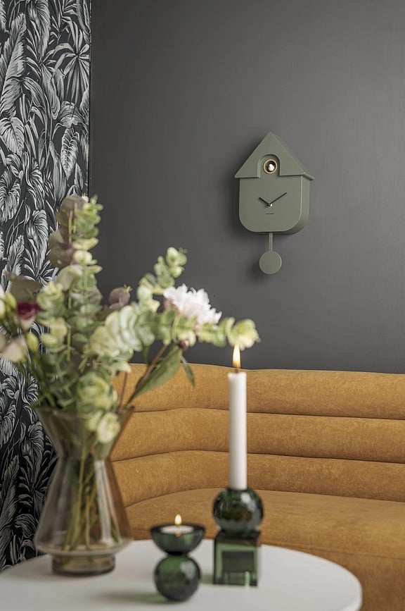 Reloj de pared de cuco Modern Cuckoo, ocre