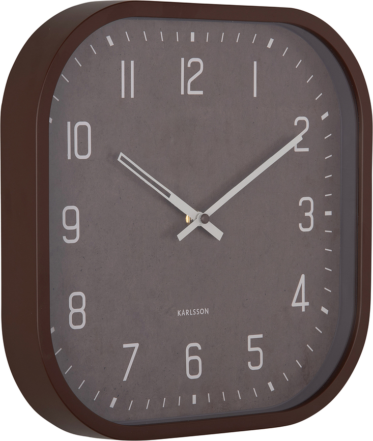Reloj de Pared Elemental Cuadrado, marrón oscuro