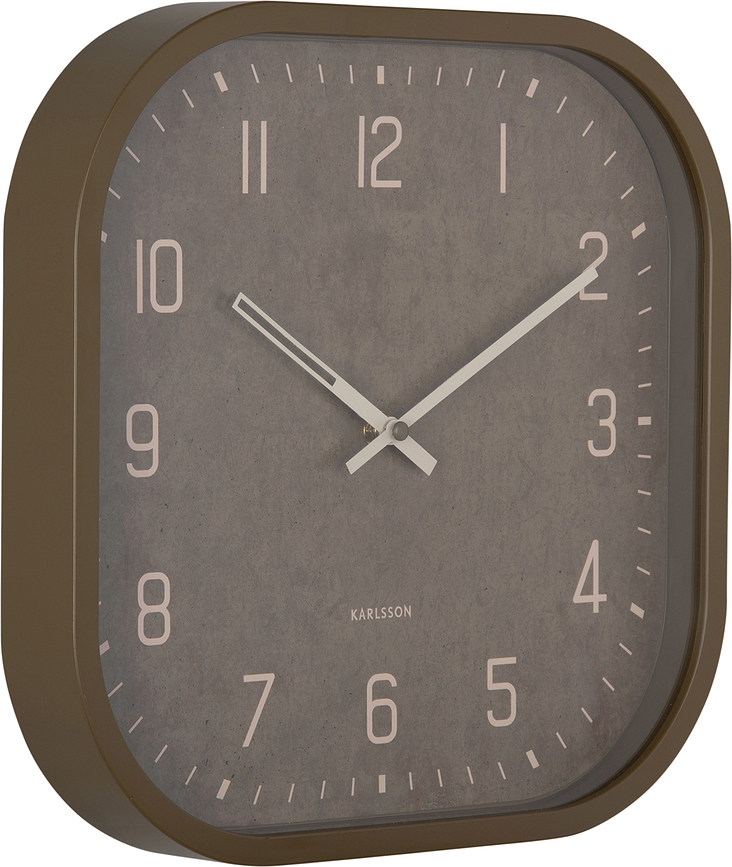 Reloj de pared Elemental Cuadrado, verde oliva oscuro