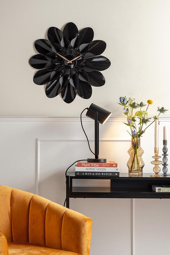 Reloj de Pared Flower, 60 cm, negro