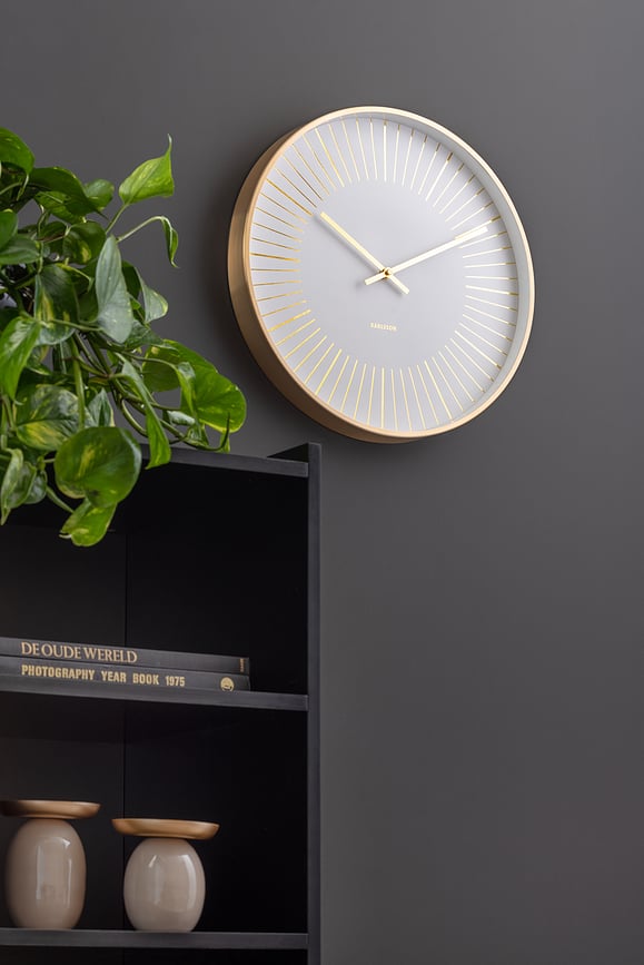 Reloj de pared Gold Lines, blanco