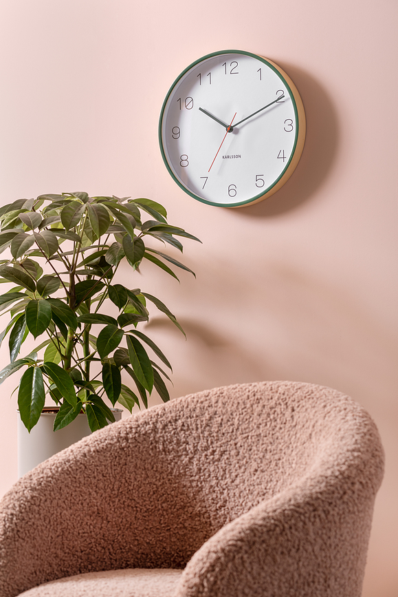 Reloj de pared Joy, blanco y verde