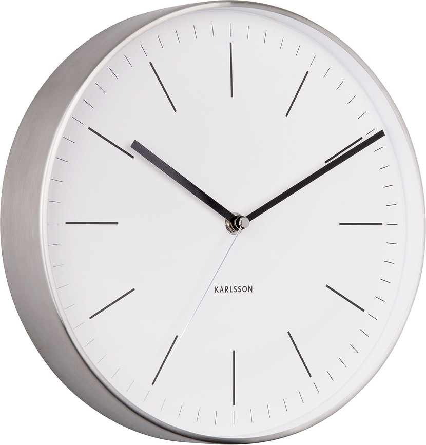 Reloj de Pared Minimal, plateado y blanco