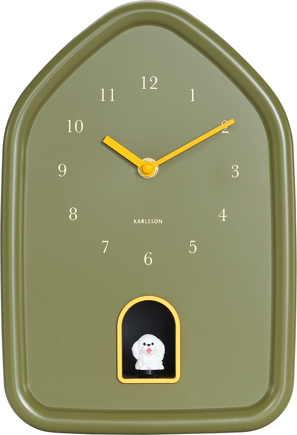 Reloj de Pared Modern Doggy, verde oliva