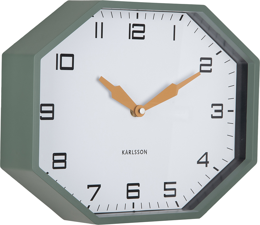 Reloj de Pared Modern Factory, octogonal, verde bosque