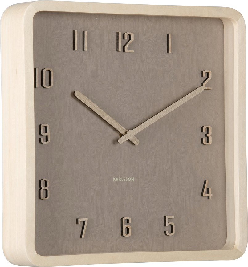 Reloj de pared Nervadura, cuadrado, marrón claro