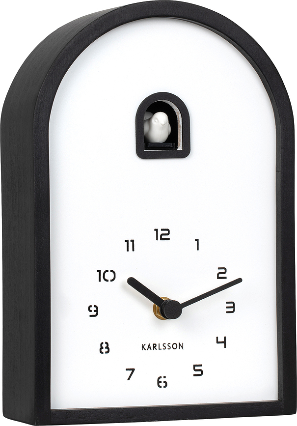 Reloj de pared o de mesa Curva Cuckoo, de madera negra