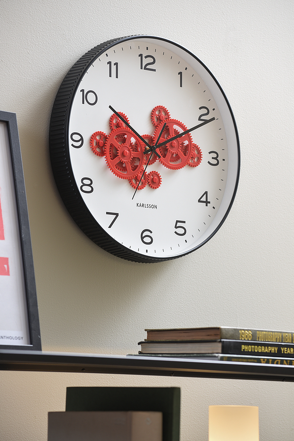 Reloj de pared Open Gear, azul y amarillo