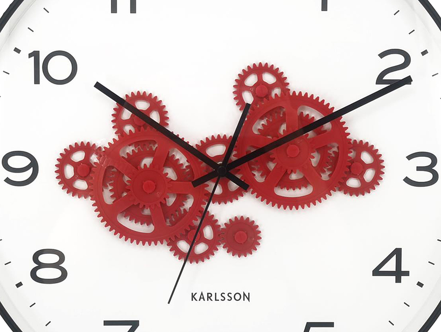 Reloj de pared Open Gear, azul y amarillo