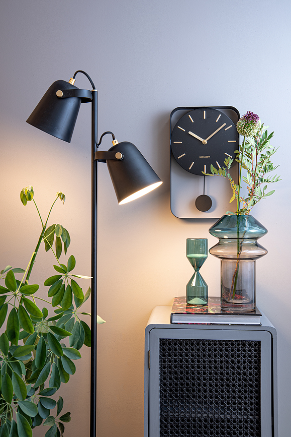 Reloj de Pared Pendulum Charm, con péndulo, gris, pequeño