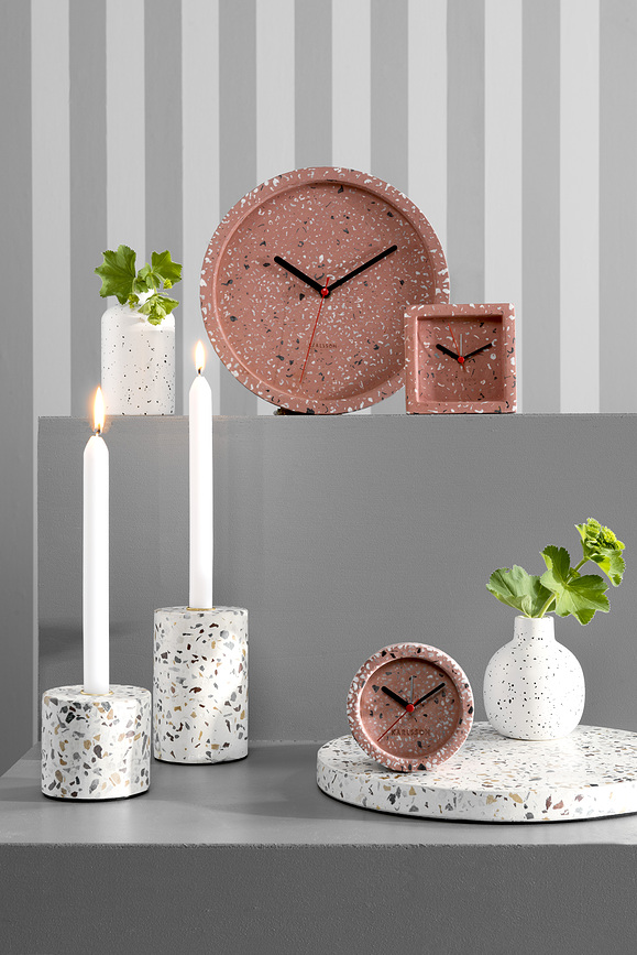 Reloj de pared de terrazo Tom, gris