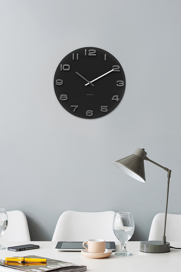 Reloj de pared vintage, redondo, negro