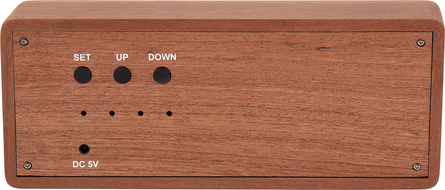 Reloj Despertador de madera maciza, grabado, madera oscura