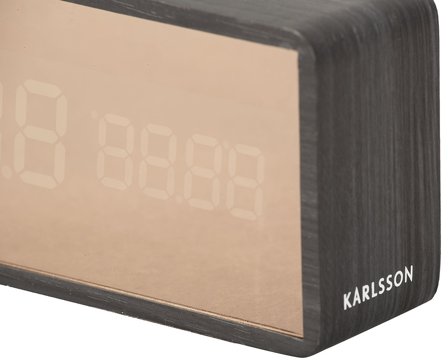 Reloj Despertador Digital Copper Mirror LED Wood, negro