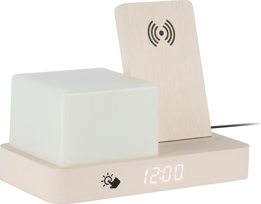 Reloj Despertador LED, con cargador inalámbrico y luz nocturna, estilo Retro