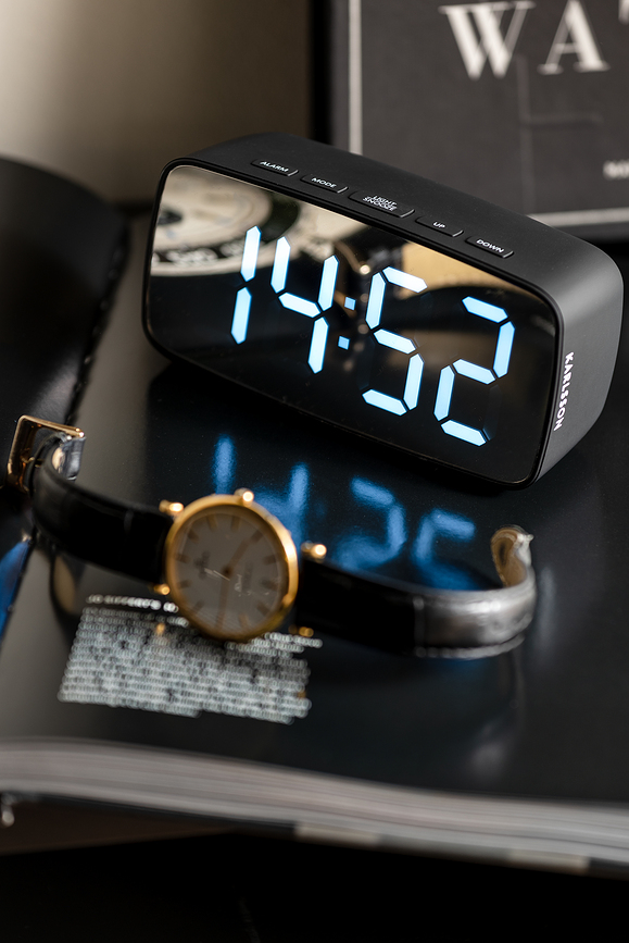 Reloj Despertador LED Silver Mirror, verde