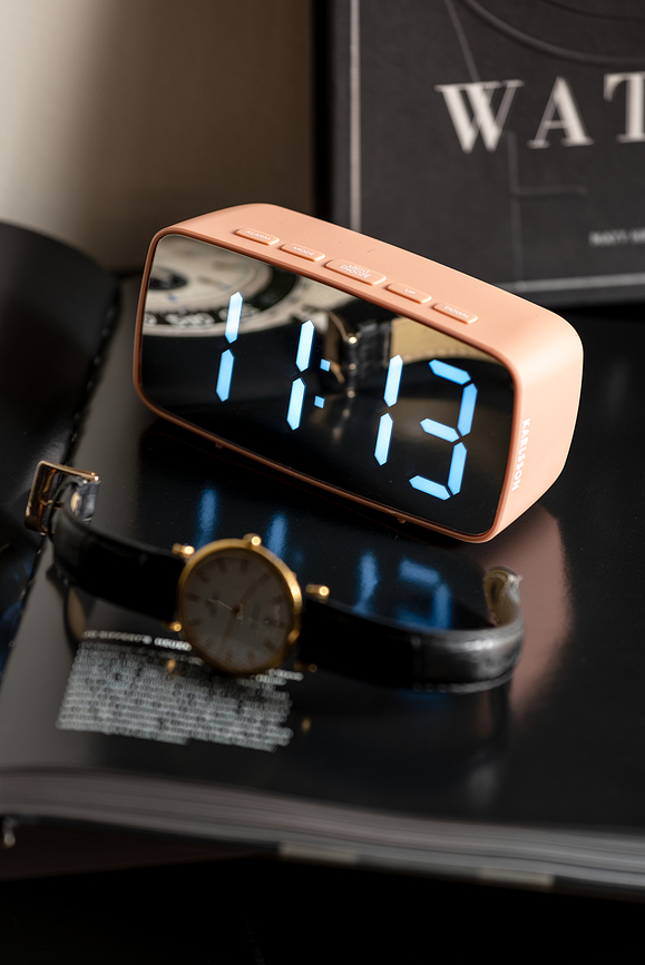 Reloj Despertador LED Silver Mirror, verde