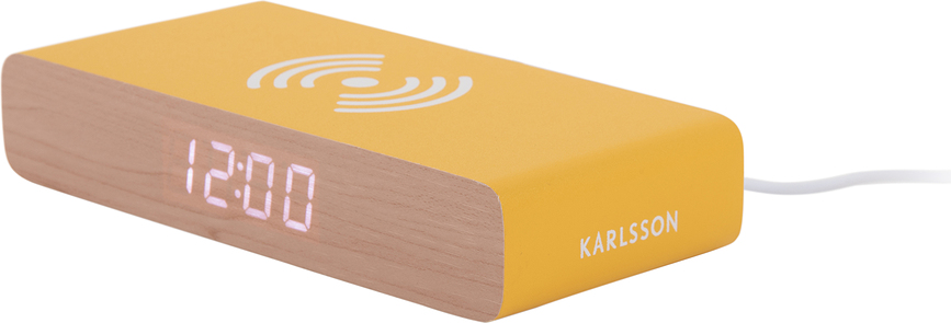 Retro Flat LED Budilka, bela, z indukcijskim polnjenjem