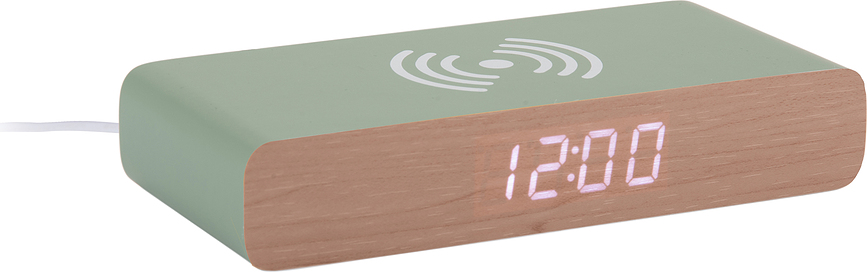 Retro Flat LED Budilka, zelena, z indukcijskim polnjenjem