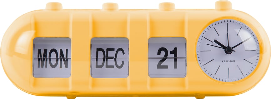 Retro Tube Calendar Flip Réveil, jaune