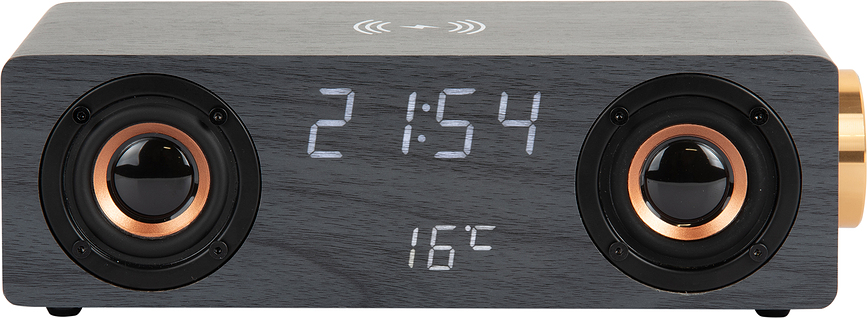 Classic Réveil avec chargeur sans fil et haut-parleur Bluetooth, Radio FM, clair