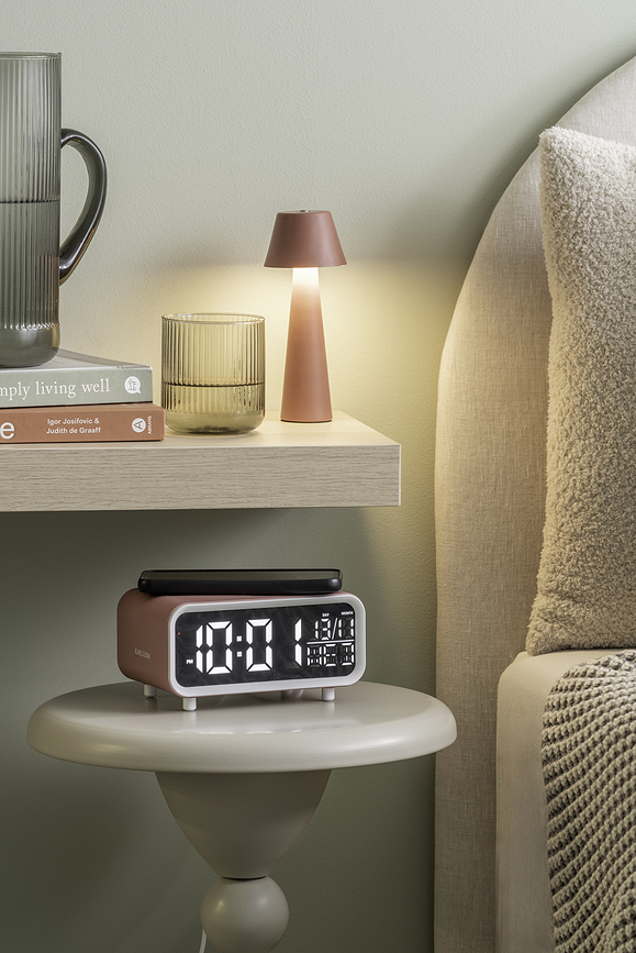 Chunky Réveil LED avec chargeur à induction, rose