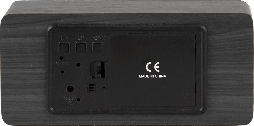 Réveil LED, effet miroir cuivré, bois, marron foncé