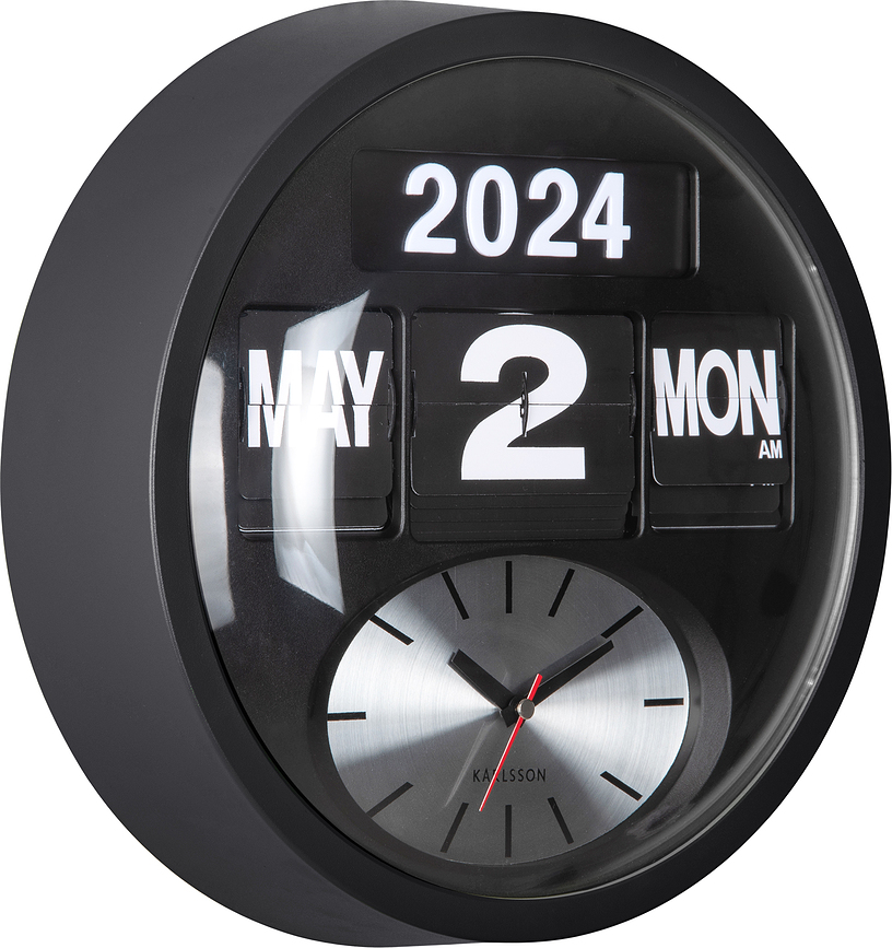 Round Flip Ρολόι Τοίχου, μαύρο