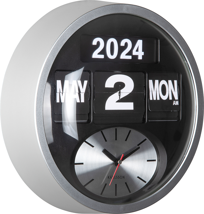 Round Flip Sat zidni srebrni