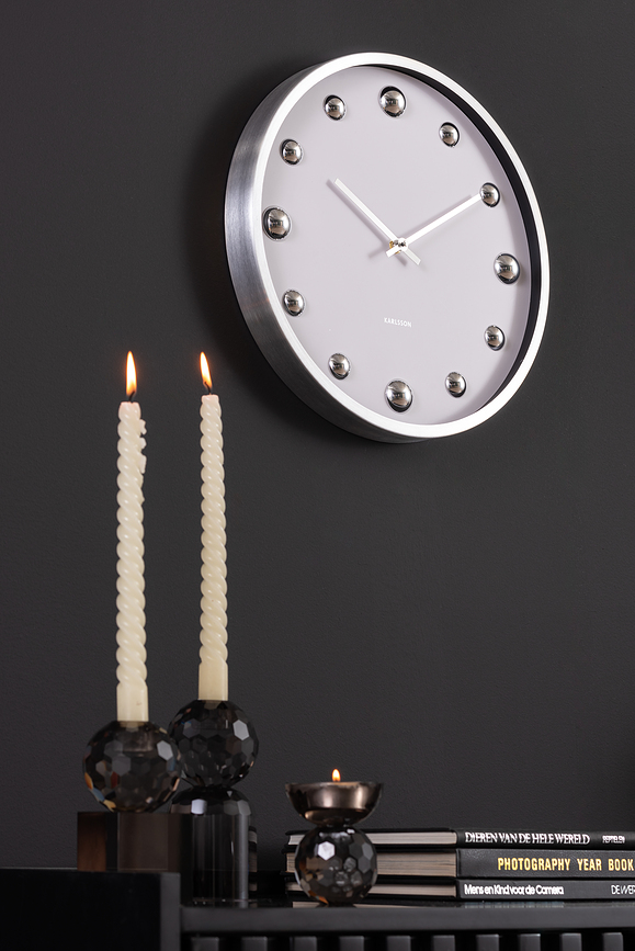 Shiny Dots Horloge murale, argentée