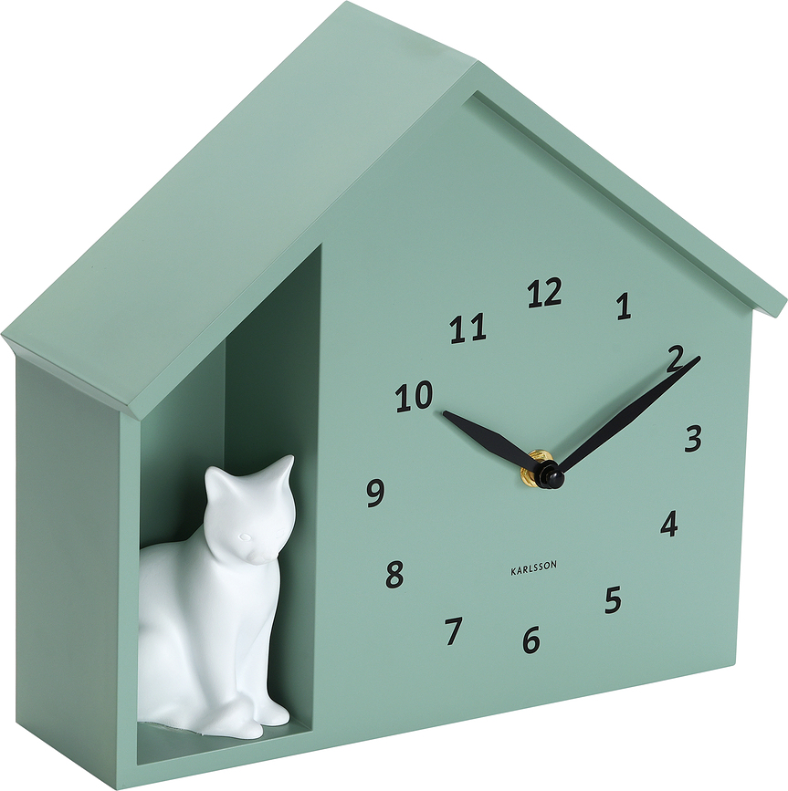 Siting Cat Horloge murale, jaune foncé