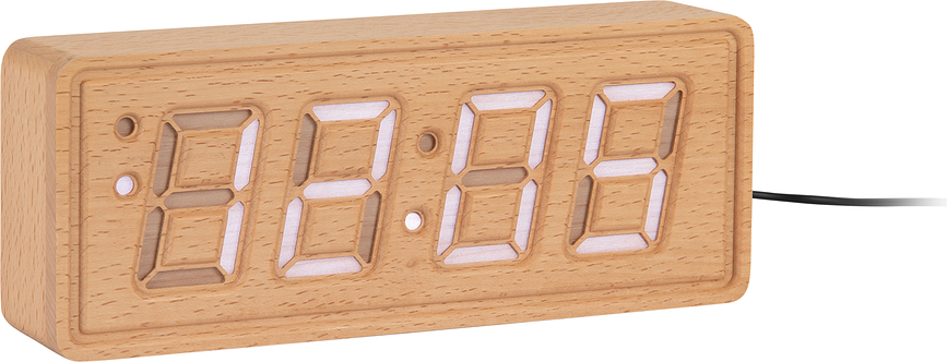 Solid Wood Engraved Horloge Réveil, en bois clair