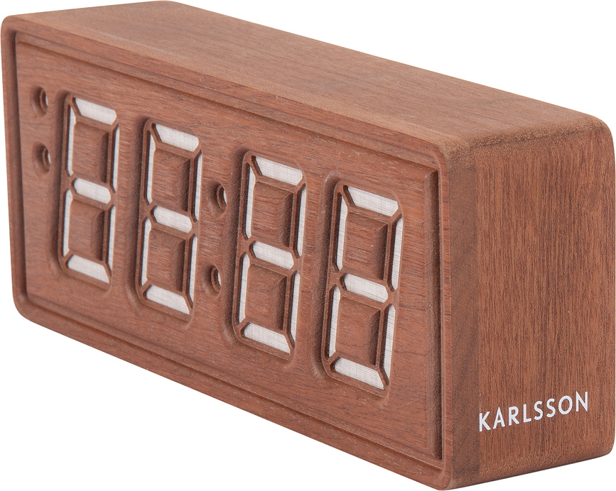 Solid Wood Engraved Zegar in budilka, temen les