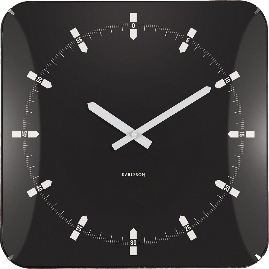 Sucinto Dome Horloge murale, carrée, noire