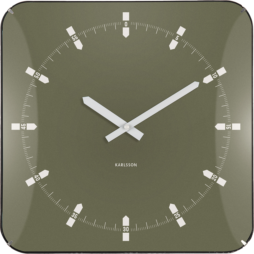 Sucinto Dome Horloge Murale, carrée, vert forêt