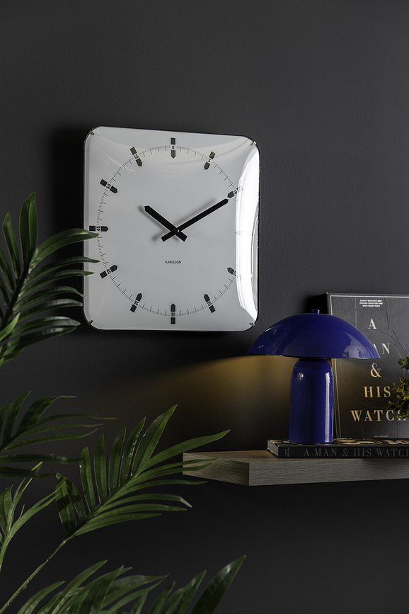 Sucinto Dome Horloge murale, carrée, blanche