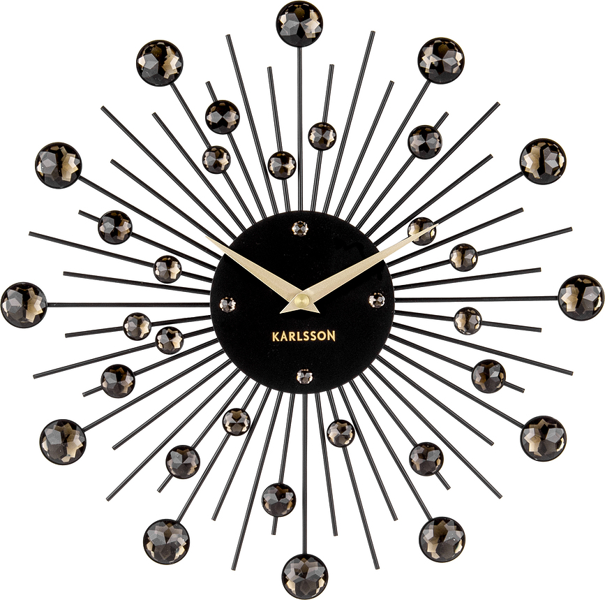 Sunburst Horloge Murale, noire
