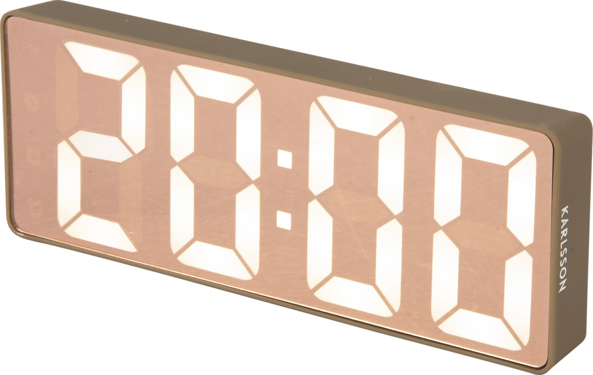 Zegar i budzik Copper Mirror LED oliwkowy