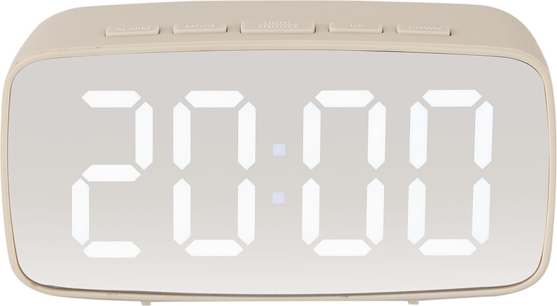 Zegar i budzik Silver Mirror LED beżowy