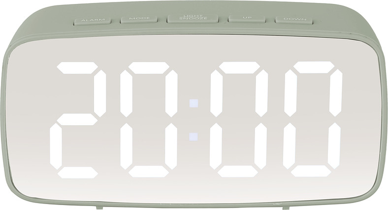 Zegar i budzik Silver Mirror LED zielony