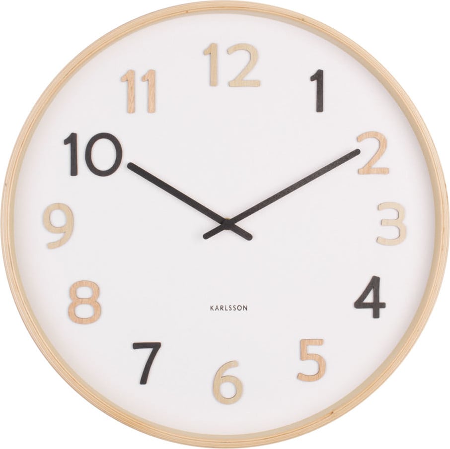 Zegar ścienny Pure 40 cm multikolor z drewnianą ramą