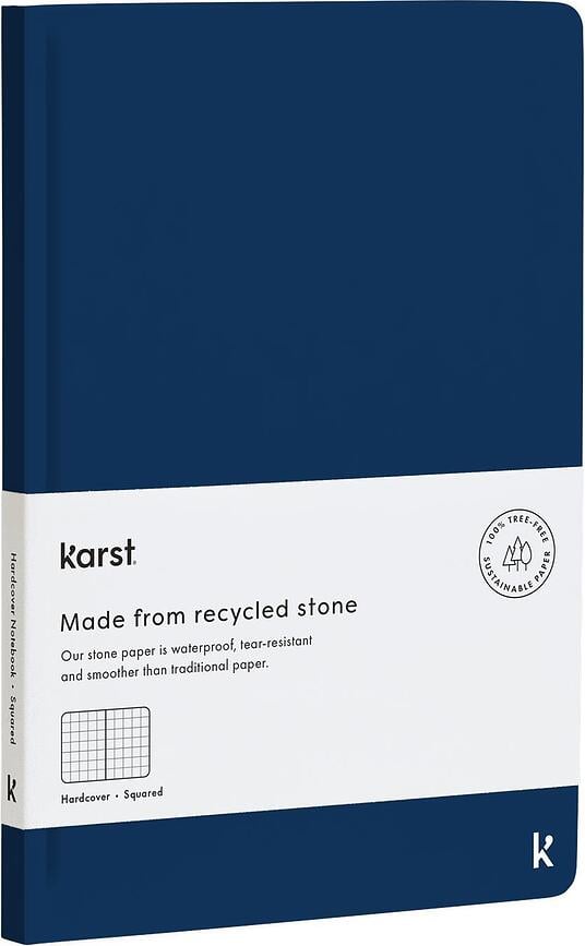 Karst Notizblock aus Steinpapier wasserfest A5 harter Einband kariert