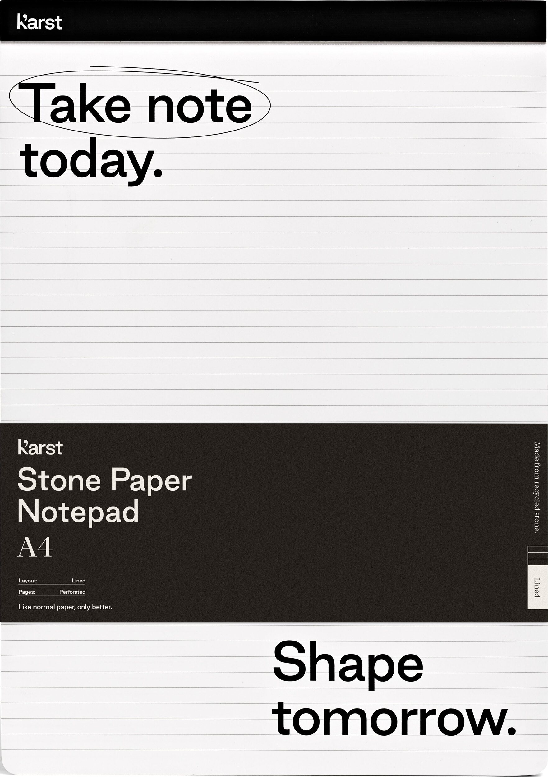 Notes klejony z kamiennego papieru wodoodporny Karst A4 w linie