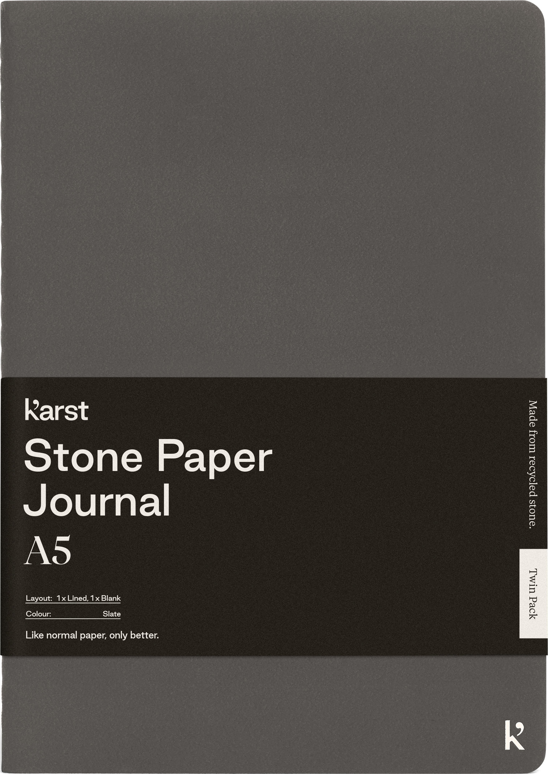 Zeszyty z kamiennego papieru wodoodporne Karst miękka oprawa A5 szare gładki i w linie 2 szt.