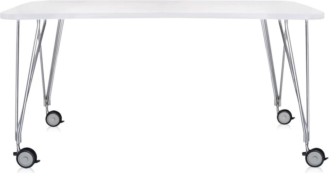 Biurko Max 160 cm białe na kółkach
