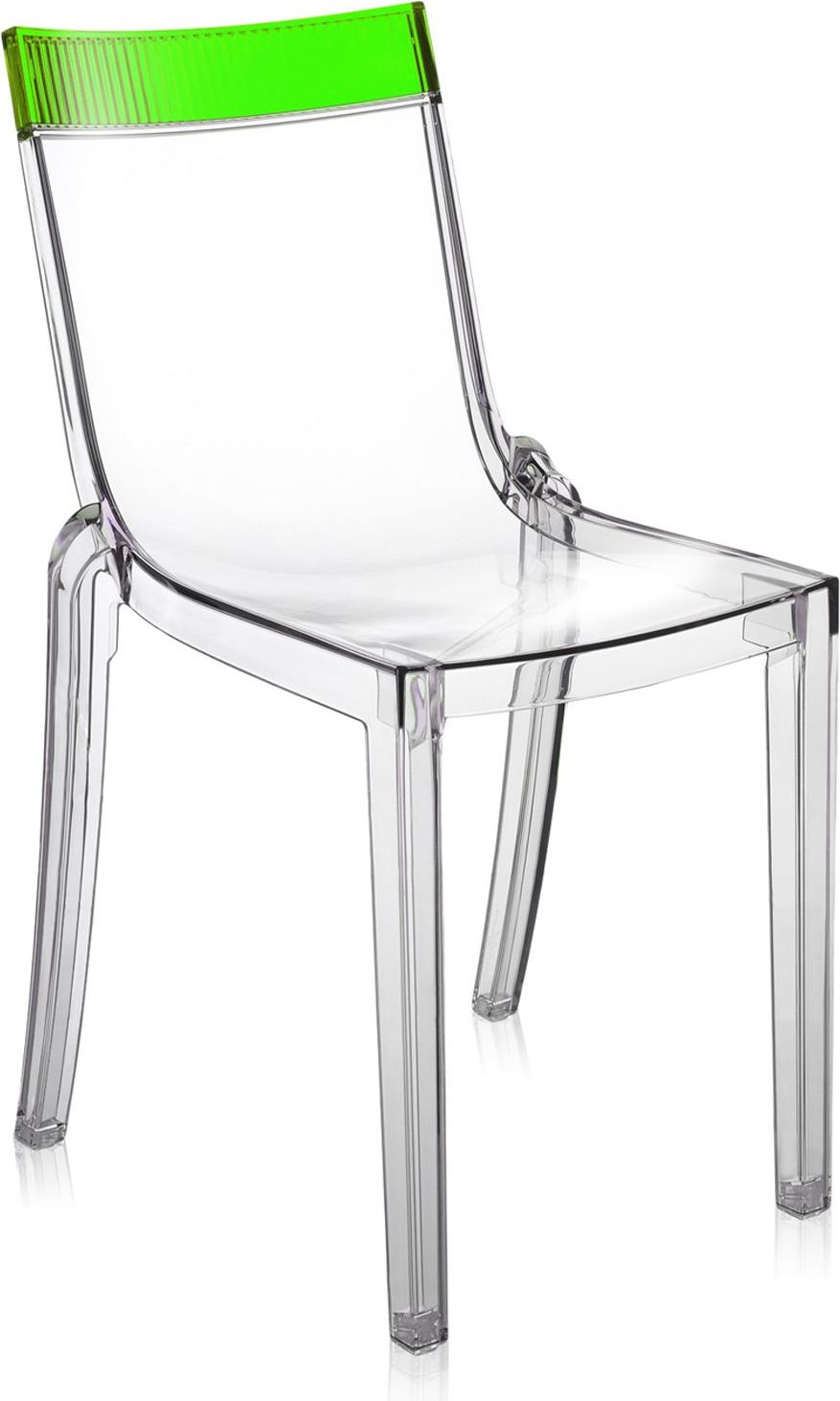 Hi-Cut Stuhl transparent mit grünem Streifen