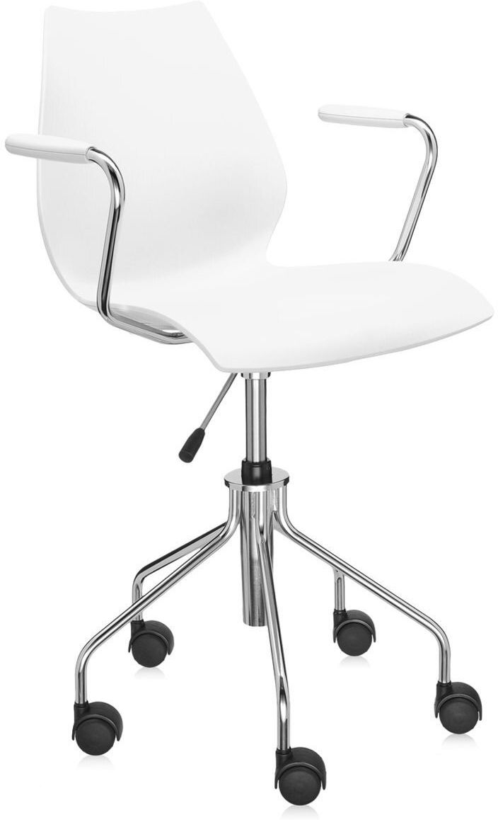 Krzesło na kółkach Maui Swivel białe z podłokietnikami